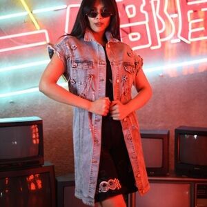 Embellished Denim Vest